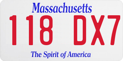 MA license plate 118DX7