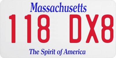 MA license plate 118DX8