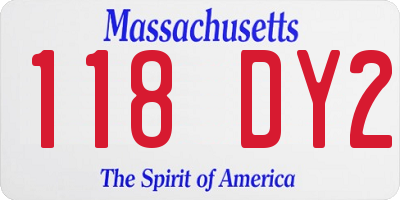MA license plate 118DY2