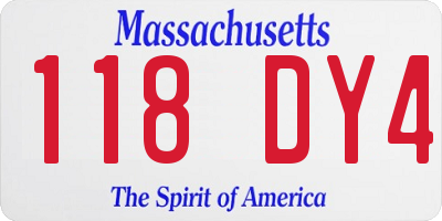 MA license plate 118DY4