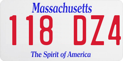 MA license plate 118DZ4