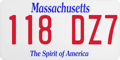 MA license plate 118DZ7