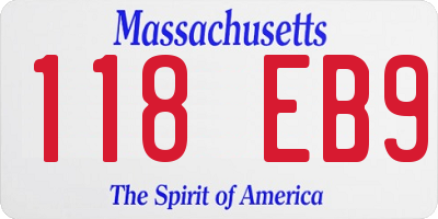 MA license plate 118EB9