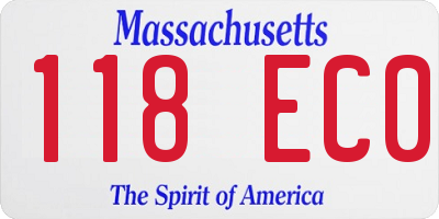 MA license plate 118EC0