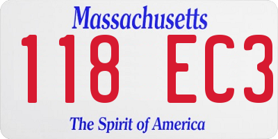 MA license plate 118EC3