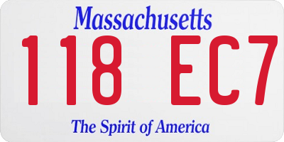 MA license plate 118EC7