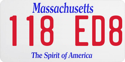 MA license plate 118ED8
