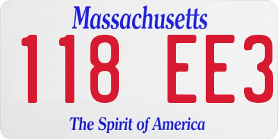 MA license plate 118EE3