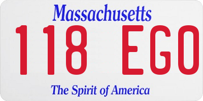 MA license plate 118EG0