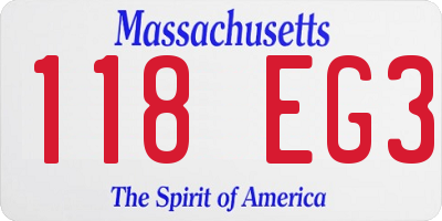 MA license plate 118EG3