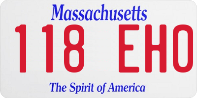 MA license plate 118EH0