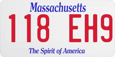 MA license plate 118EH9