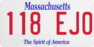 MA license plate 118EJ0