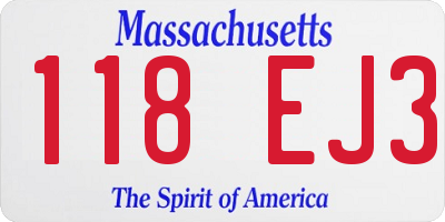 MA license plate 118EJ3