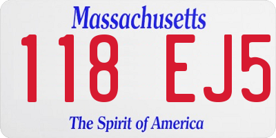 MA license plate 118EJ5