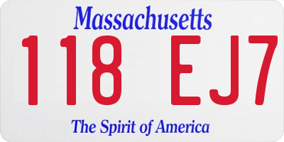 MA license plate 118EJ7