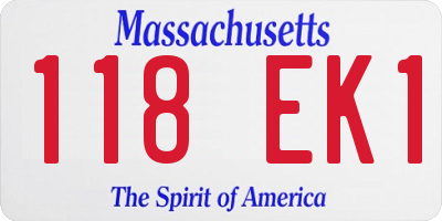 MA license plate 118EK1