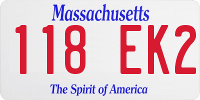 MA license plate 118EK2