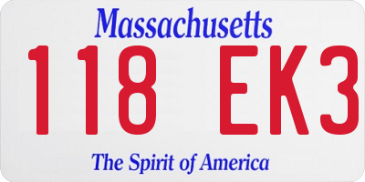 MA license plate 118EK3
