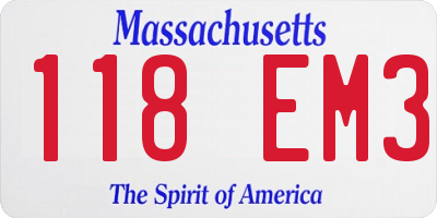 MA license plate 118EM3