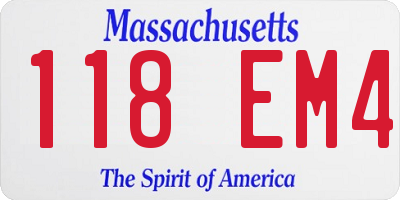 MA license plate 118EM4