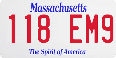 MA license plate 118EM9
