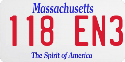 MA license plate 118EN3