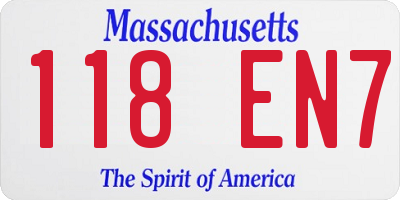 MA license plate 118EN7