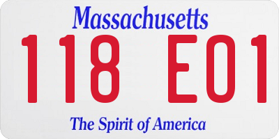 MA license plate 118EO1
