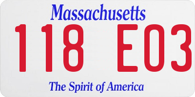 MA license plate 118EO3