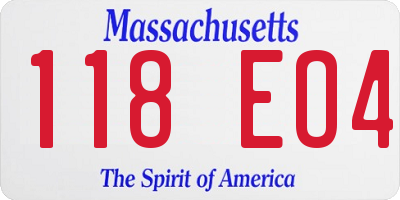 MA license plate 118EO4