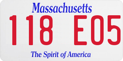 MA license plate 118EO5