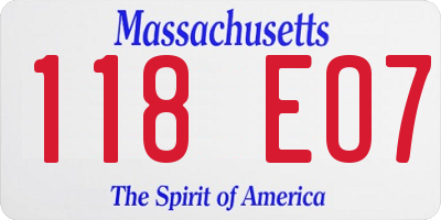 MA license plate 118EO7