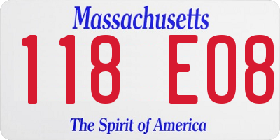 MA license plate 118EO8