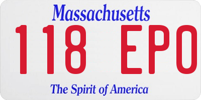 MA license plate 118EP0