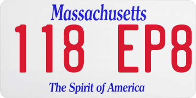 MA license plate 118EP8
