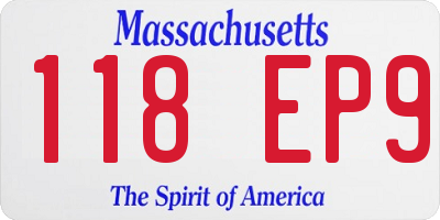 MA license plate 118EP9