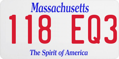 MA license plate 118EQ3