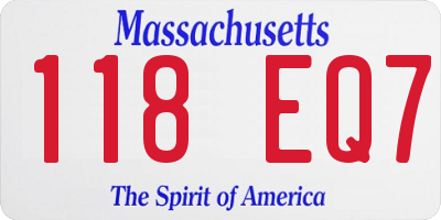 MA license plate 118EQ7