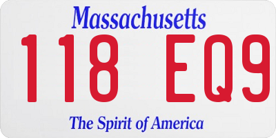 MA license plate 118EQ9