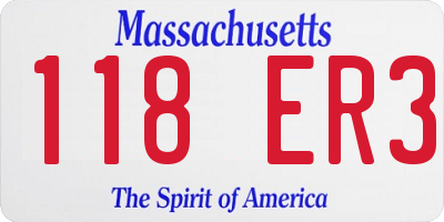 MA license plate 118ER3