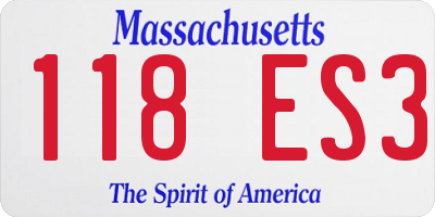 MA license plate 118ES3