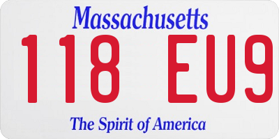 MA license plate 118EU9