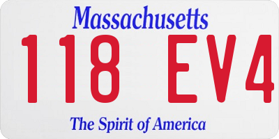 MA license plate 118EV4