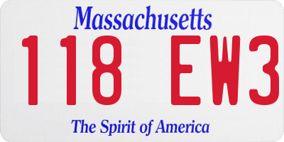 MA license plate 118EW3