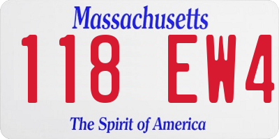MA license plate 118EW4