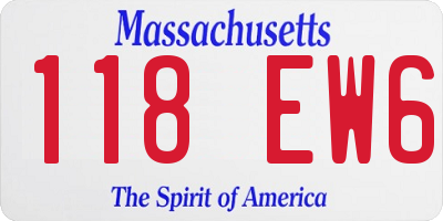 MA license plate 118EW6