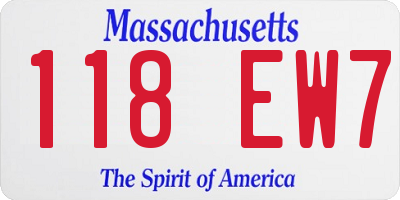 MA license plate 118EW7