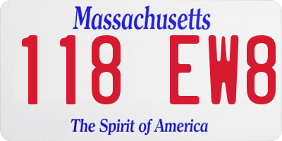 MA license plate 118EW8