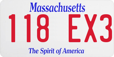 MA license plate 118EX3